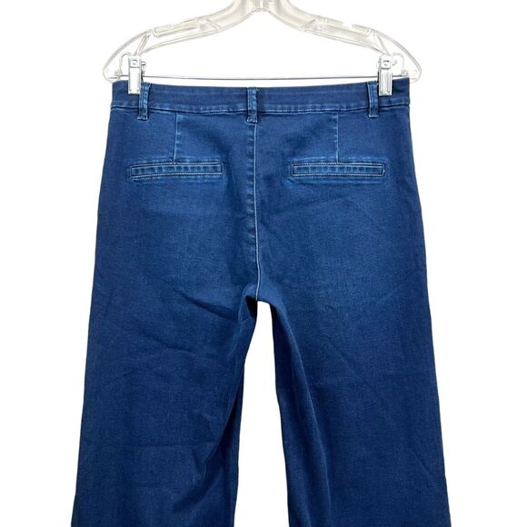 Massimo Dutti Womens Jeans Crop Wide Leg Stretch Slash Pockets Blue Sz 8 - Picture 7 of 7